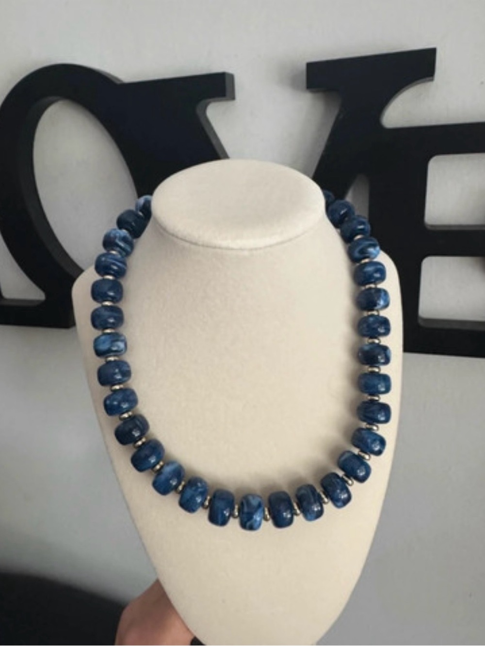 Blue Beaded Statement Necklace - Women Jewelry